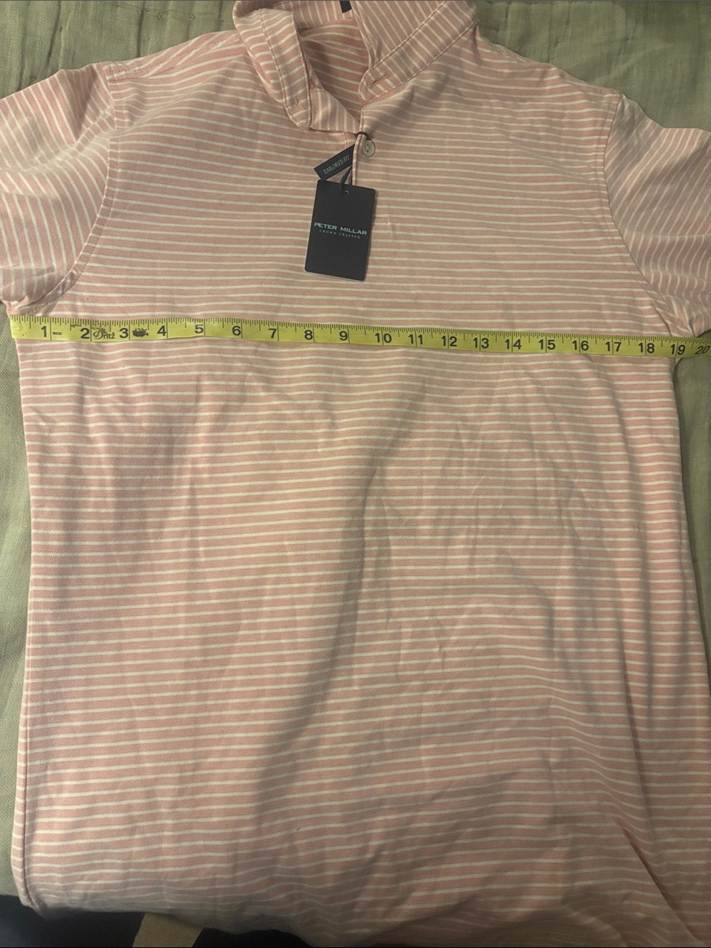 Peter Millar S NYT Men's Pink & White Striped Polo Shirt - Picture 10 of 12